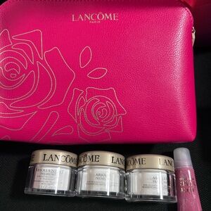 Lancome Fuchsia Cosmetic Bag with Skincare Set